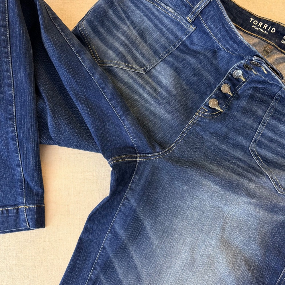 Torrid High-Rise Wide Leg Vintage Stretch Button Fly Jeans Medium Wash 20T Tall - Picture 4 of 11